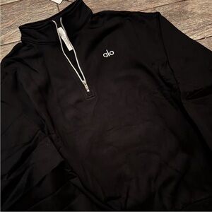 Alo Yoga Accolade ¼ Zip Pullover Sweatshirt in Black sz LARGE